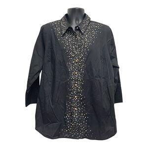 Joan Rivers New With Tags Black Studded Button Up Blouse Women’s XL